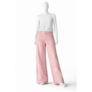 Zara Pink Wide Leg Pants Womens Small Linen Blend High Rise Flowing boho cottage